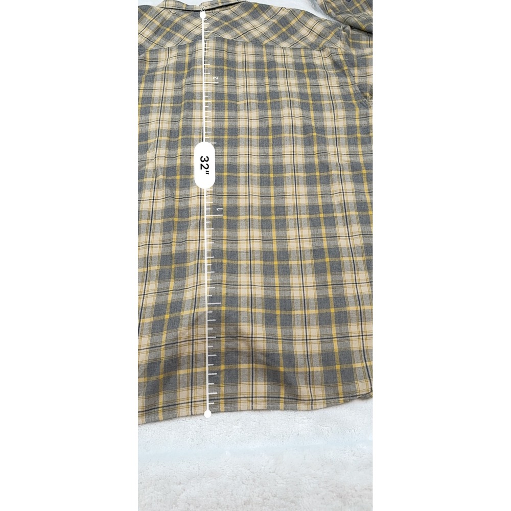 Patagonia Organic Cotton Plaid Flannel Shirt Mens XXL Beige Yellow Grey - Picture 7 of 7